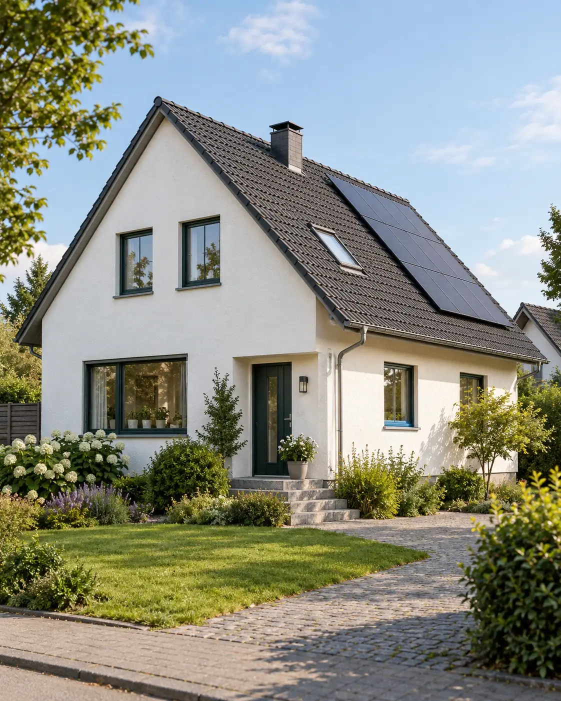 Einfamilienhaus mit Satteldach und Garten